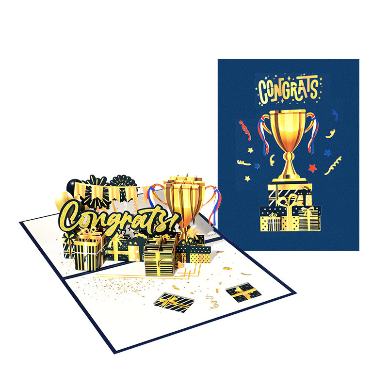 创意3d立体贺卡中高考祝贺卡片大学小学幼儿园毕业升职乔迁获奖体育