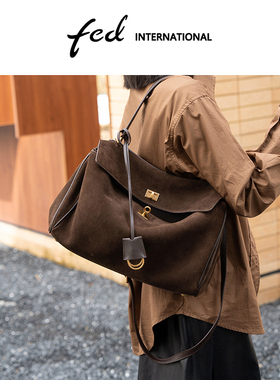 fed麂皮大容量托特包磨砂皮通勤凯莉包手提包BFA9093A/BFA9124A