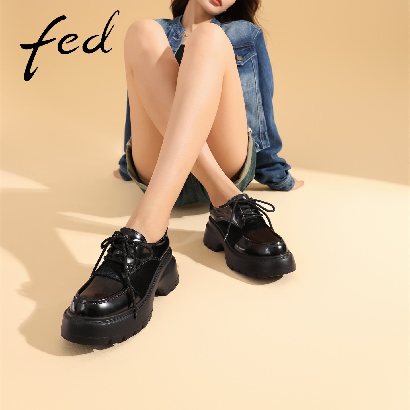 fed英伦厚底粗跟女牛津鞋通勤
