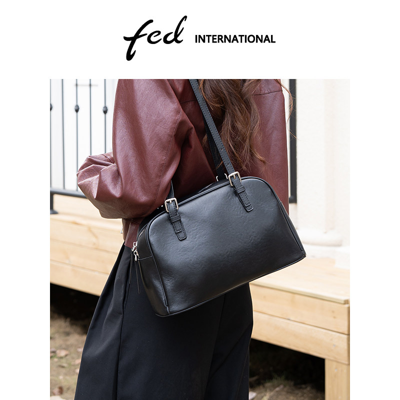 fed头层牛皮波士顿包休闲单肩手提腋下包包大容量真皮女包BFA9418,箱包皮具/热销女包/男包,波士顿包,淘宝优惠券,粉丝福利购,淘宝优惠卷