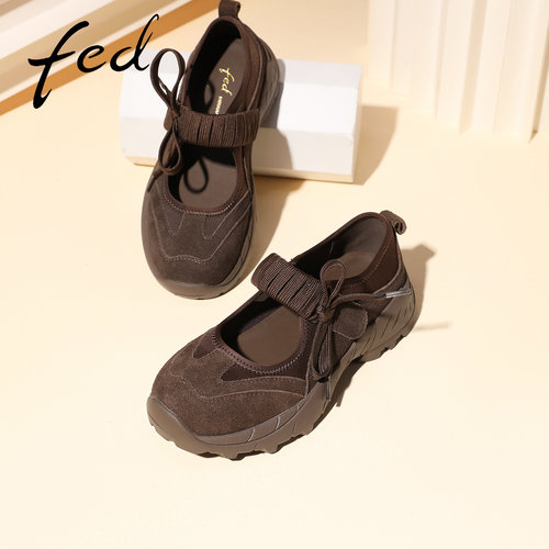 fed咖色增高不累脚浅口单鞋女