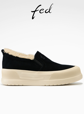 fed加绒板鞋冬季新款女鞋一脚蹬毛毛鞋厚底休闲鞋女款S1015-YA161