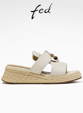 fed法式凉拖夏季新款女鞋麻边沙滩鞋厚底外出拖鞋女S0709-YAB682