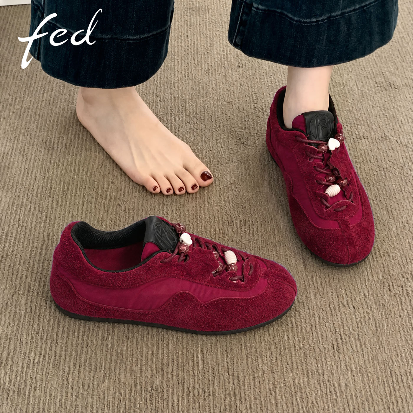 fed平底复古德训女鞋秋季新款
