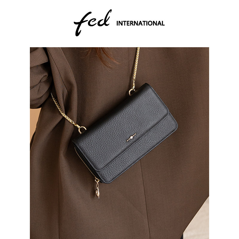 fed头层牛皮大容量真皮女包腋下单肩斜挎包小方包链条包BFA9425,箱包皮具/热销女包/男包,小方包,淘宝优惠券,粉丝福利购,淘宝优惠卷