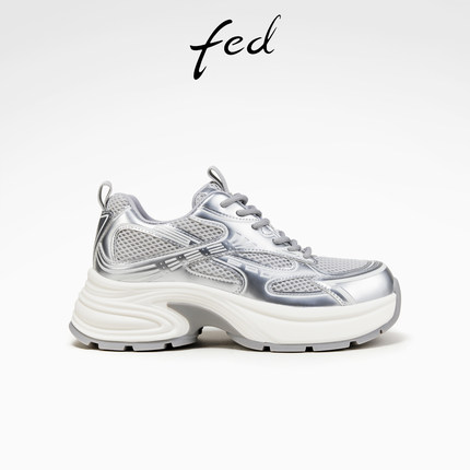fed银色老爹鞋夏季新款女鞋运动休闲鞋厚底增高鞋女S0515-ZCB608