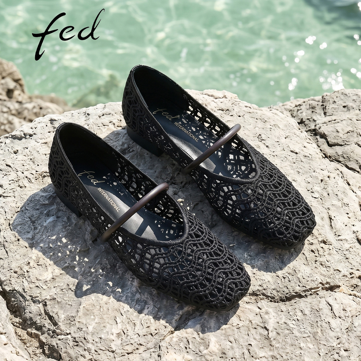 fed夏季一脚蹬镂空透气低跟凉鞋