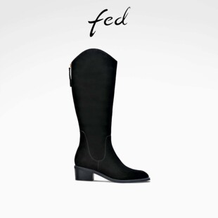 S1118 fed粗跟骑士靴冬季 靴尖头长靴女款 女靴高筒时装 DD0258 新款