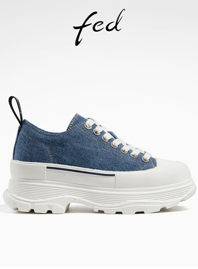 fed松糕鞋秋季新款女鞋时尚厚底板鞋运动休闲鞋女款R0901-ZCA050