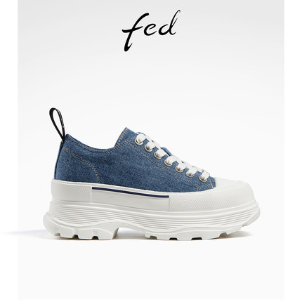 fed松糕鞋秋季新款女鞋时尚厚底板鞋运动休闲鞋女款R0901-ZCA050
