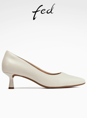 fed细跟高跟鞋夏季新款女鞋白色小皮鞋通勤单鞋女款S0609-YLA631