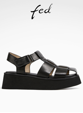 【马皮革】fed真皮罗马凉鞋夏季新款女鞋猪笼鞋女款D0518-ZF328