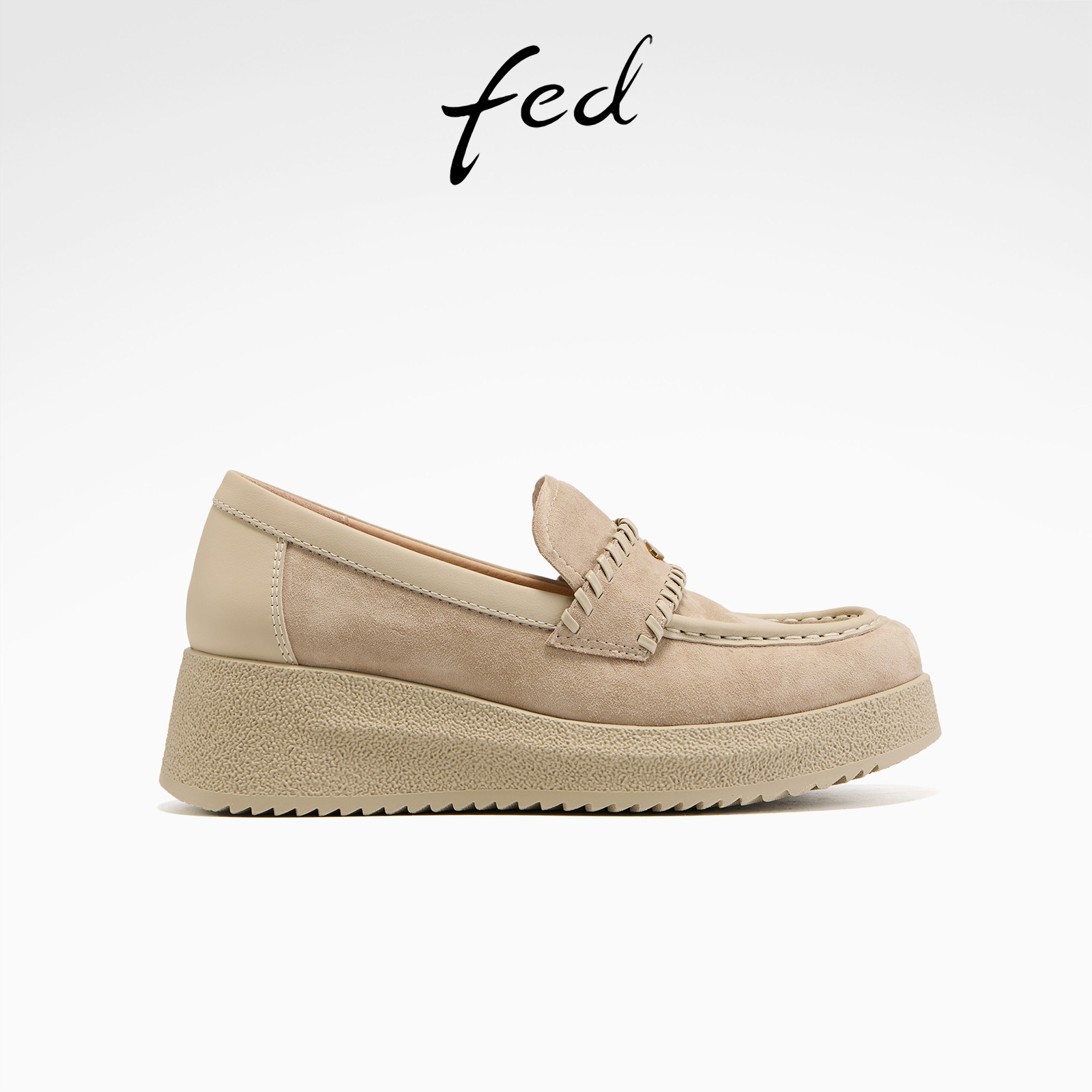 fed米布云朵单鞋春季新款女鞋软底乐福鞋通勤增高厚底鞋女YAB585