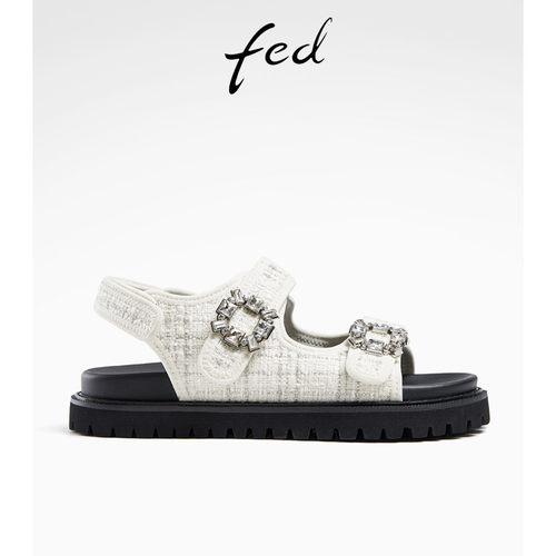 fed魔术贴一字带罗马凉鞋