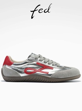 fed银色德训鞋春季新款女鞋轻便阿甘鞋运动休闲鞋女S1107-ZCB323