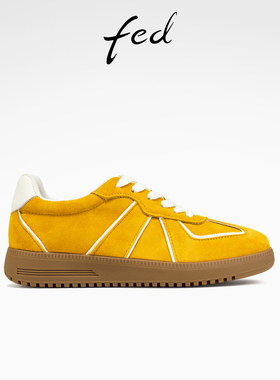 fed舒适休闲鞋春季新款女鞋美式板鞋黄色德训鞋女款S0222-ZCB759