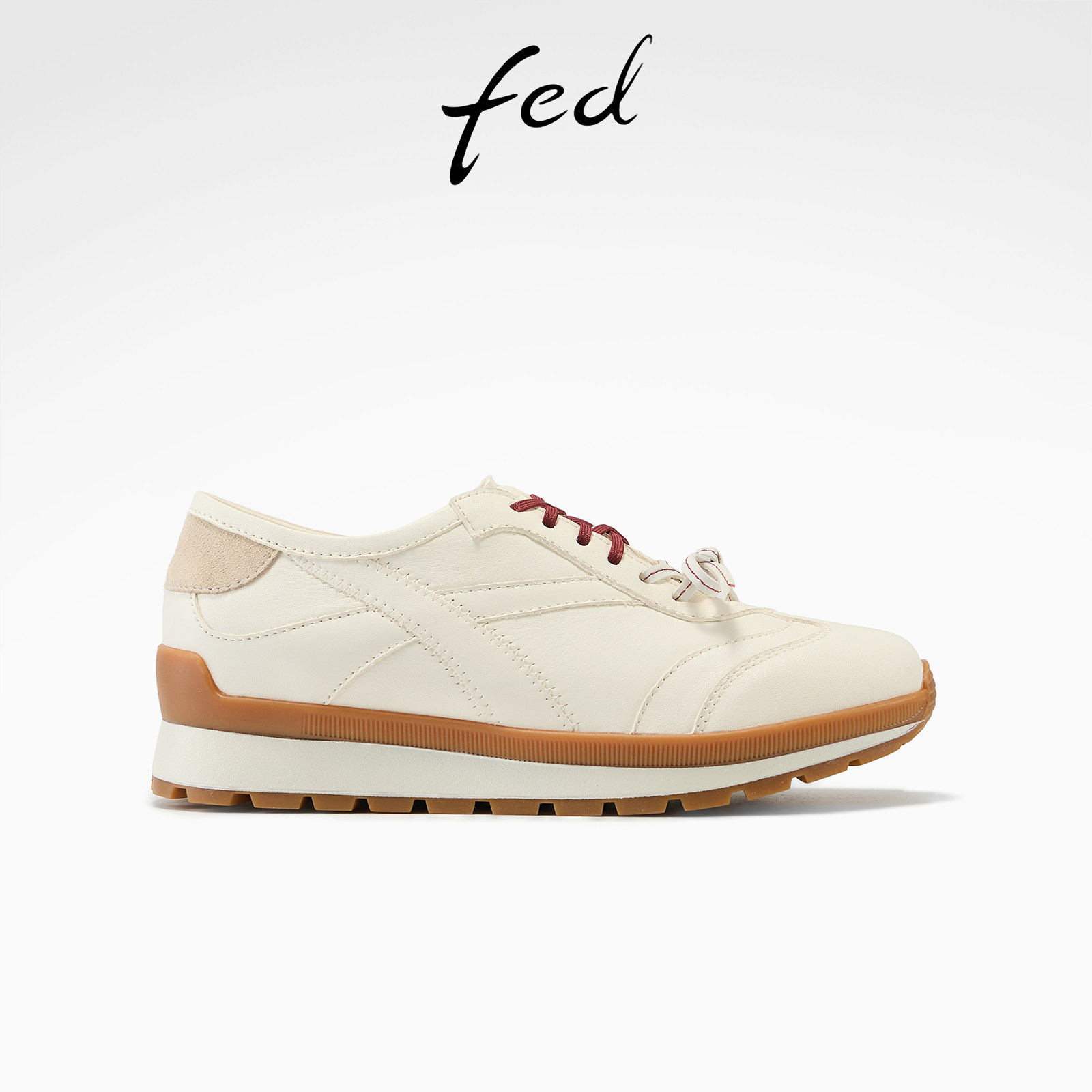 fed厚底小白鞋春季新款女鞋霜帛绯牵休闲鞋真皮阿甘鞋女款YAB182