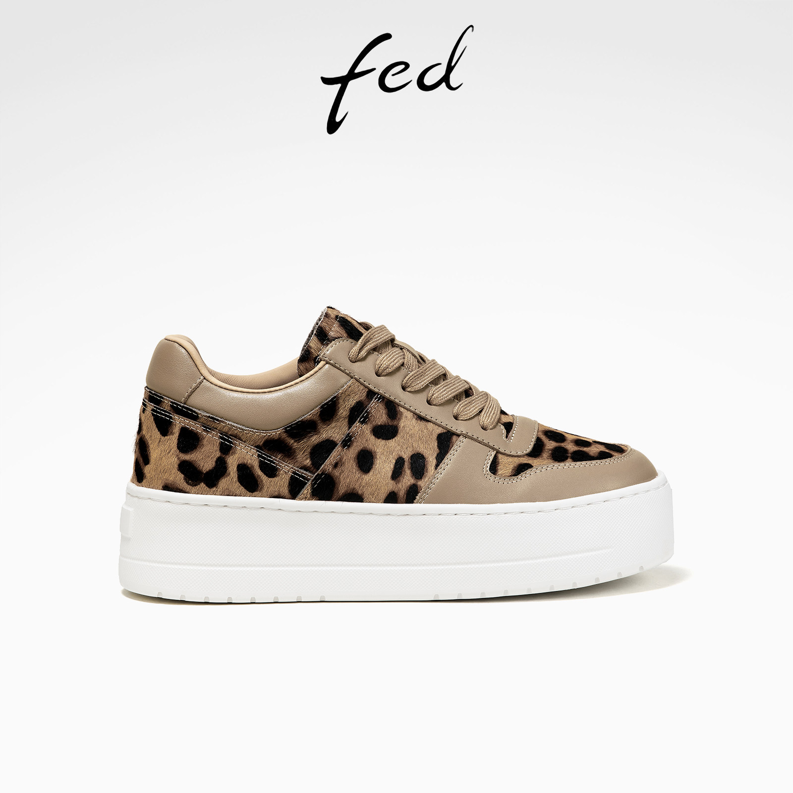 【马皮毛】fed厚底板鞋冬季新款女鞋豹纹运动休闲鞋D0928-Y