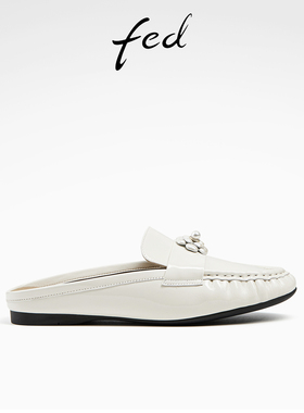 fed低跟穆勒鞋夏季新款女鞋法式单鞋白色凉拖鞋女款D0426-YAC660