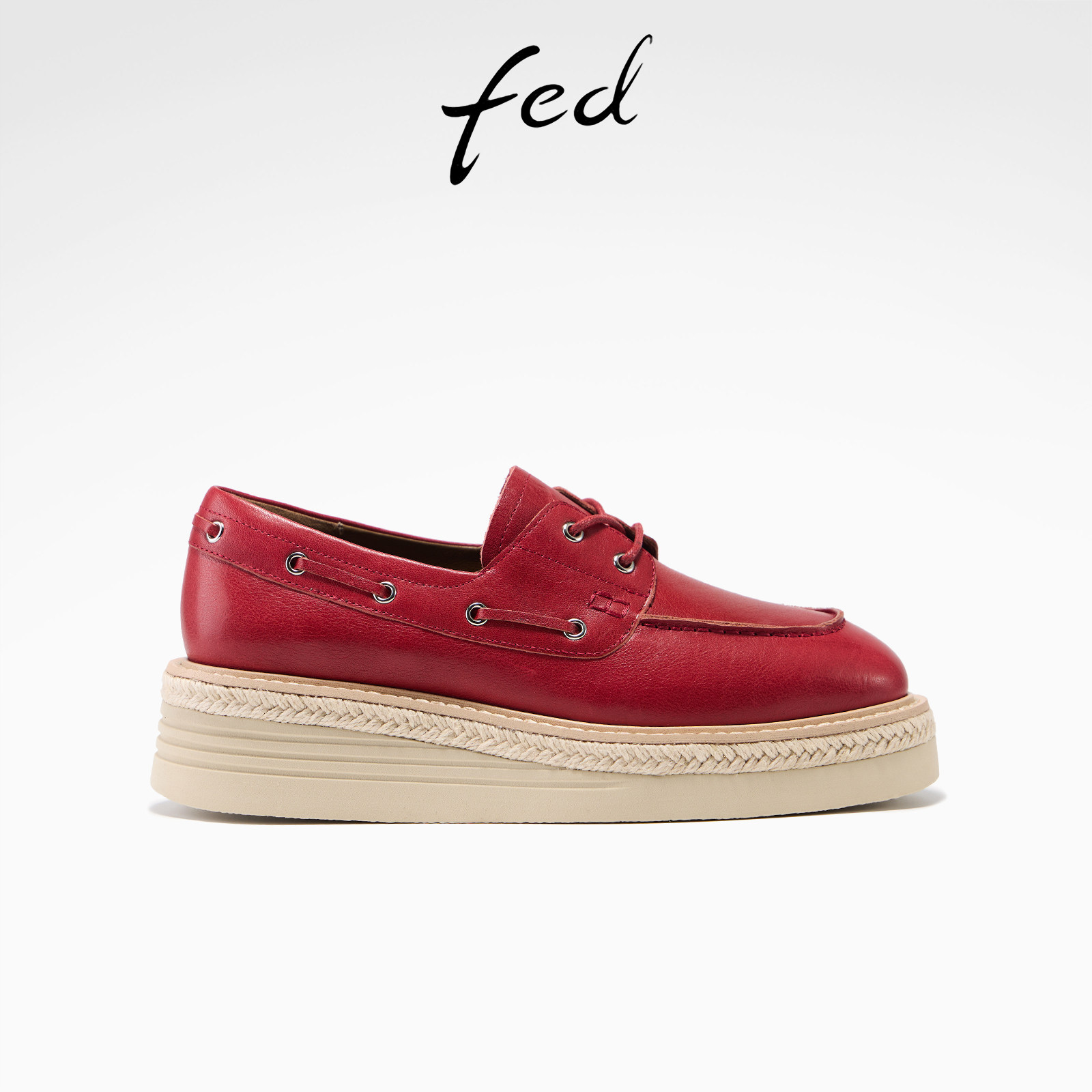 FED赤浪踏痕乐福鞋春季新款女鞋厚底单鞋酒红色渔夫鞋女款YAB002,女鞋,深口单鞋,淘宝优惠券,粉丝福利购,淘宝优惠卷