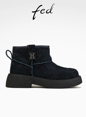 fed厚底雪地靴春季新款女靴加绒短靴防寒棉鞋保暖靴女D1116-YA965