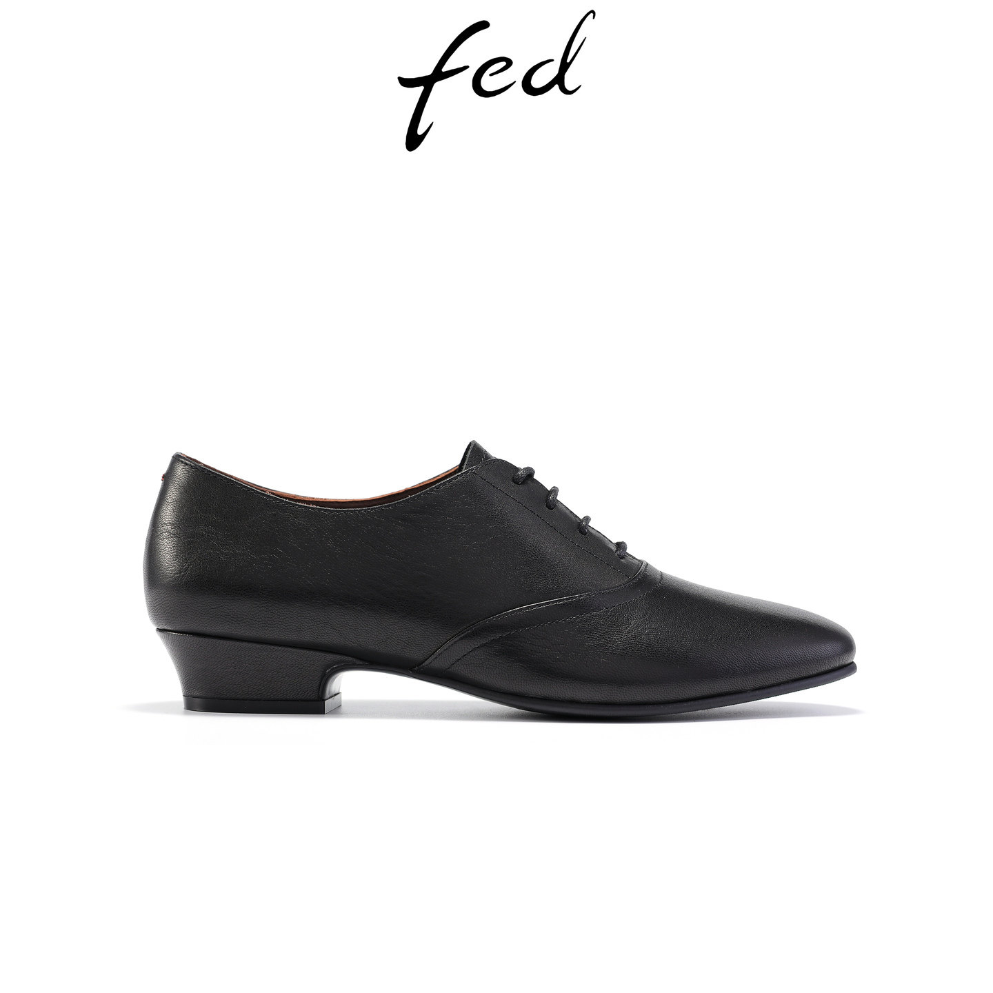 fed黑色真皮系带牛津鞋女
