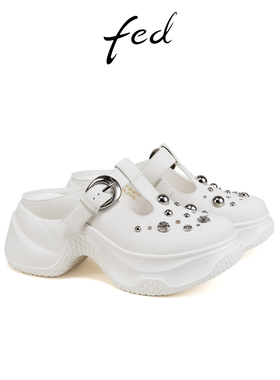 fed包头半拖夏季新款女鞋厚底洞洞鞋增高勃肯凉拖女S0421-ZCA616