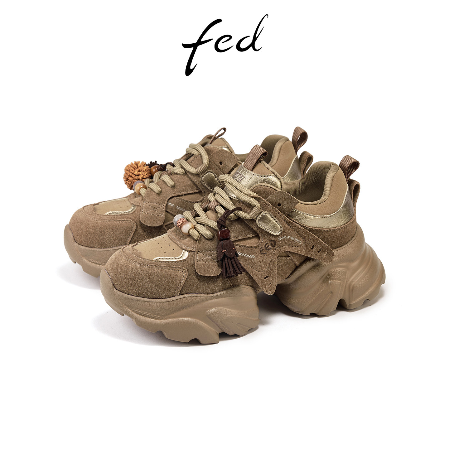 fed休闲鞋复古真皮系带运动鞋