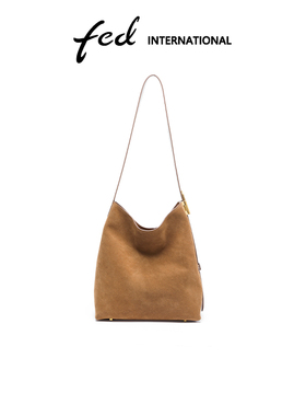 fed麂皮牛二层皮反绒磨砂皮托特包水桶包腋下单肩斜挎包BFA9080A