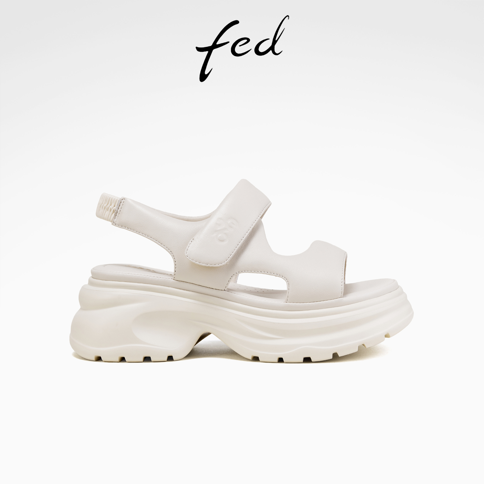 fed魔术贴凉鞋夏季新款女鞋厚底沙滩鞋白色老爹凉鞋S0508-YAC282