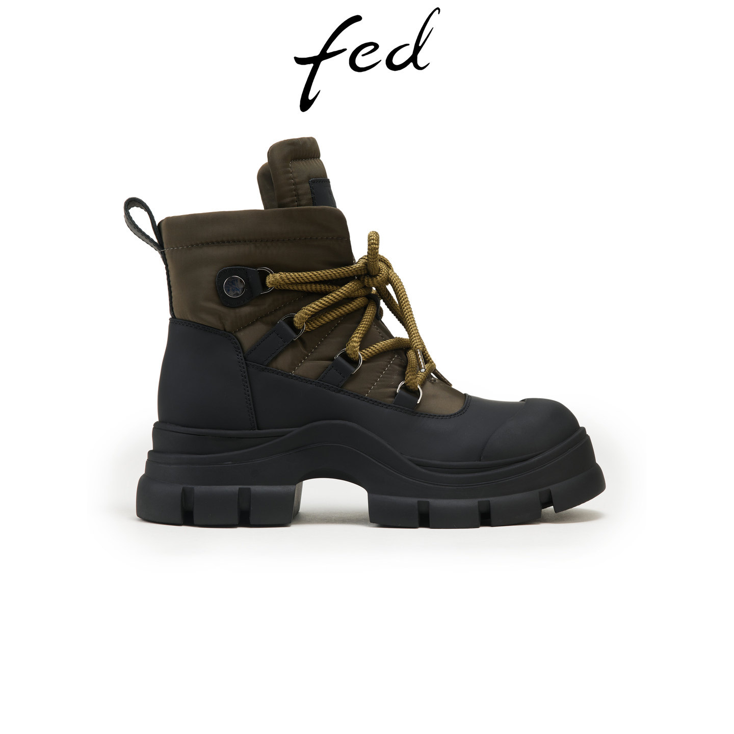 fed军绿厚底登山靴系带工装短靴