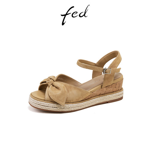 fed厚底蝴蝶结凉鞋女夏季新款