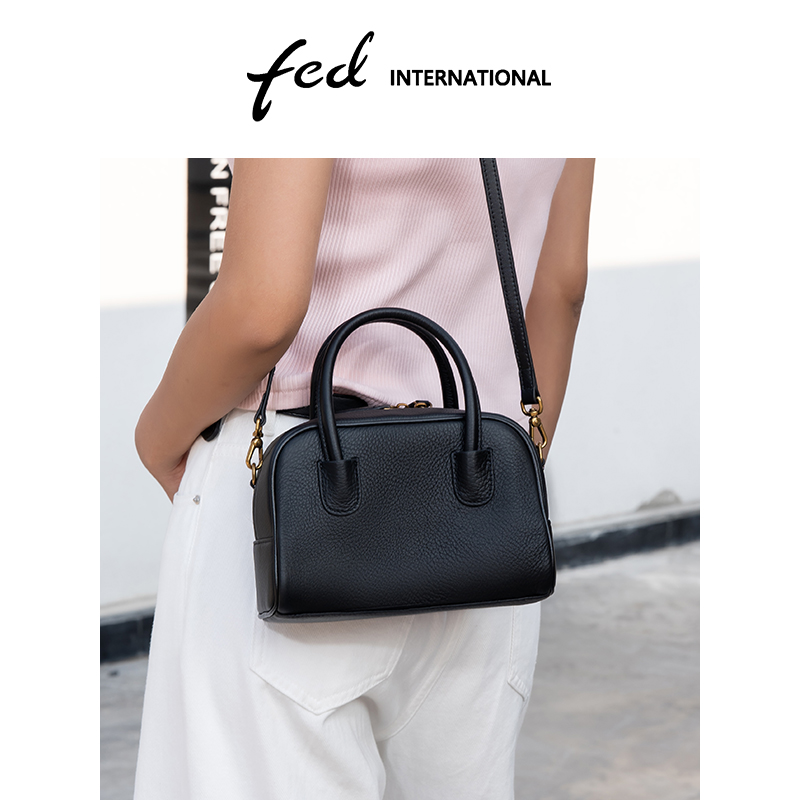 fed头层牛皮波士顿包真皮手机包单肩斜挎手提包女士爆款BFA9269