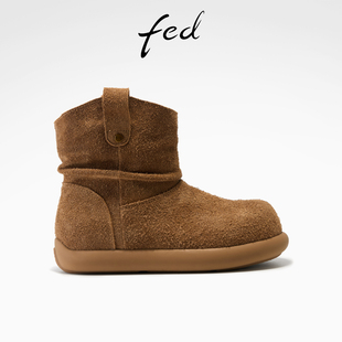 S1031 fed加绒短靴女冬季 女款 女靴软底雪地靴加厚棉鞋 ZCA706 新款