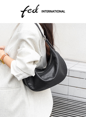 fed植鞣皮头层牛皮腋下包单肩包月牙包HOBO包百搭通勤BFA9351