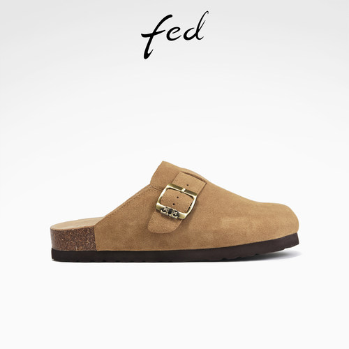 fed复古半拖夏季新款女鞋软底包头拖鞋厚底勃肯鞋女S0609-YLA629