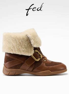 fed软底时装靴冬季新款女靴复古雪地靴加绒短靴女款S1114-YAB023