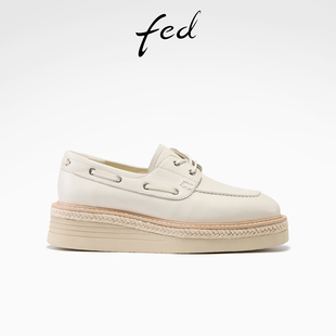 女鞋 真皮单鞋 英伦厚底鞋 fed白色小皮鞋 S1226 新款 女款 YAB006 春季