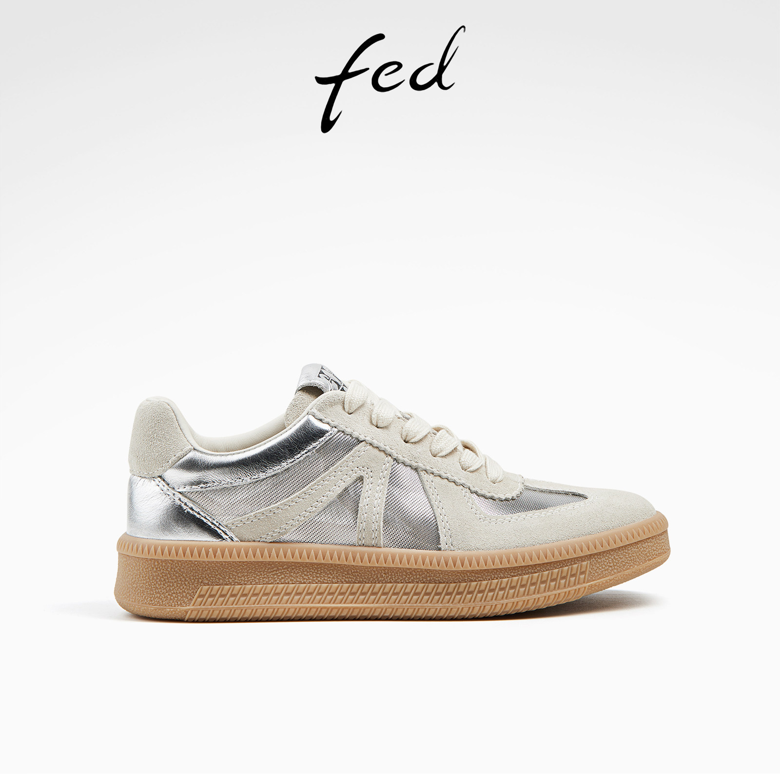 fed复古德训鞋夏季新款女鞋银色休闲鞋透气板鞋女款D0428-YAB639,女鞋,休闲板鞋,淘宝优惠券,粉丝福利购,淘宝优惠卷