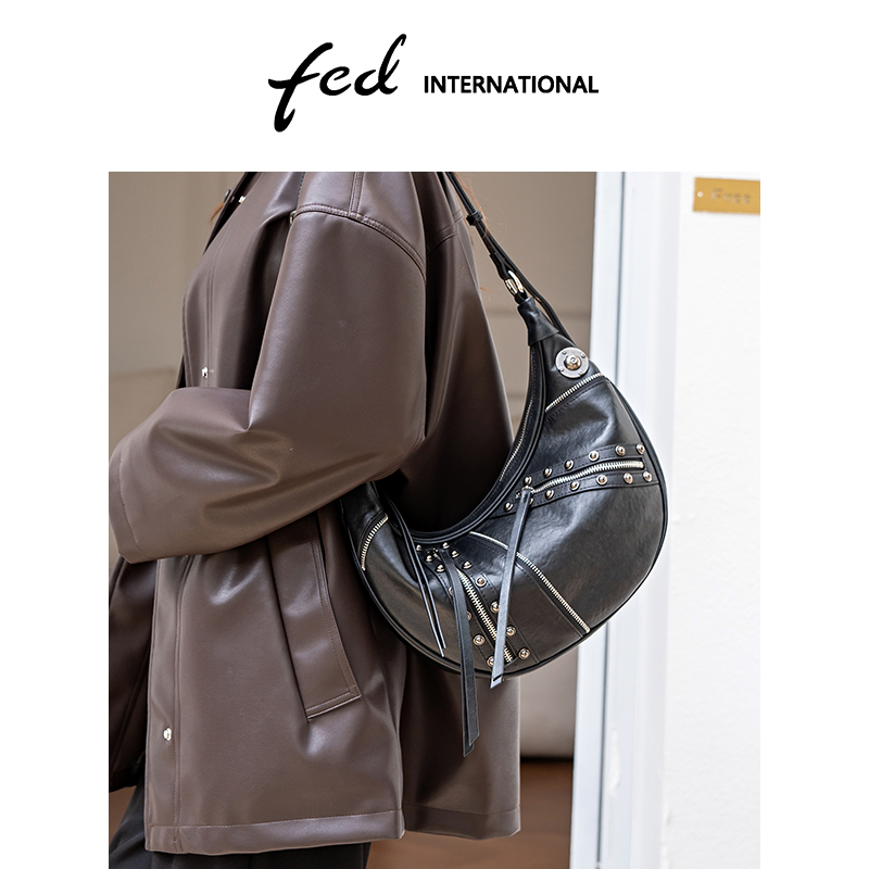 fed复古手工植鞣皮头层牛皮包大容量托特包单肩斜挎女士包BFA9410