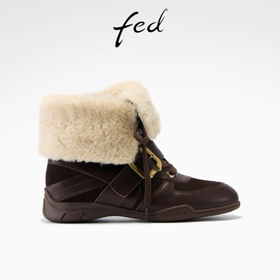 fed运动短靴女冬季新款女靴俩穿时装靴保暖雪地靴女款S1114-YA023