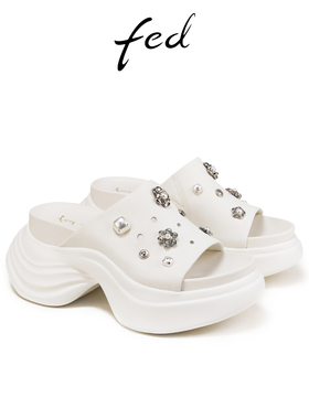 fed海边沙滩鞋夏季新款女鞋厚底增高拖鞋懒人凉拖女S0505-ZCA587