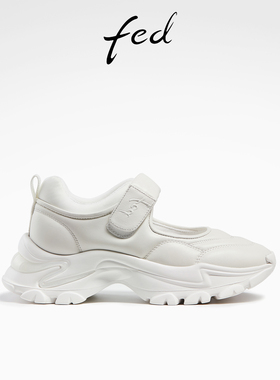 fed时尚休闲鞋秋季新款女鞋白色厚底增高玛丽珍鞋女款R0821-YA031