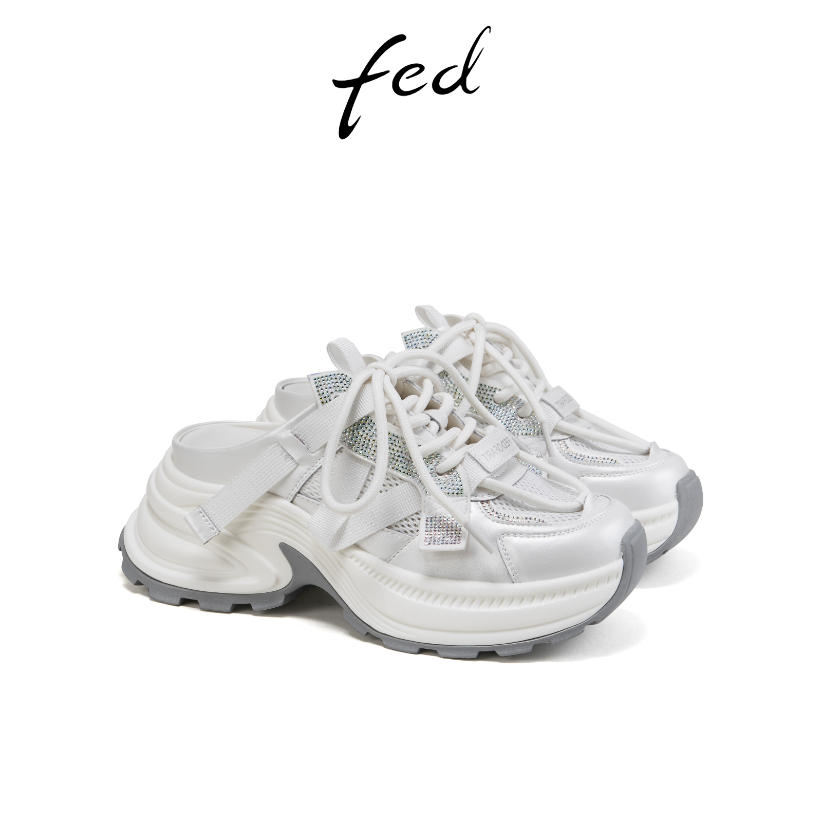 fed厚底半拖夏季新款女鞋透气后空老爹鞋休闲拖鞋女S0331-ZCA671