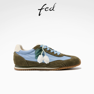 fed青野花信德训鞋春季新款女鞋软底休闲鞋厚底阿甘鞋女款YAB006