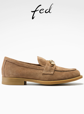 fed英伦风小皮鞋春季新款女鞋粗跟乐福鞋深口单鞋女S1015-YAB010