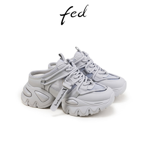 fed厚底拖鞋夏季新款女鞋交叉绑带懒人半拖老爹鞋女S0505-ZCA589