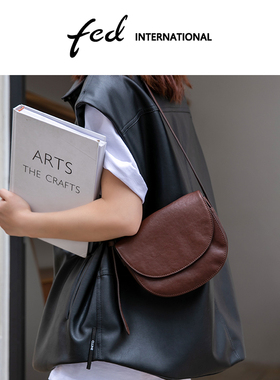 fed植鞣皮头层牛皮贝壳包女士单肩斜挎包女士手机包真皮BFA9241