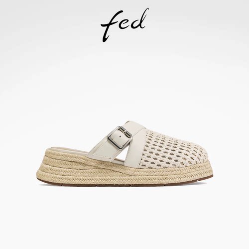 fed编织包头半拖鞋女夏季新款