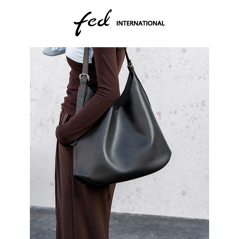 fed牛二层皮大容量真皮女包高级感托特包单肩包手提妈妈包BFA9483